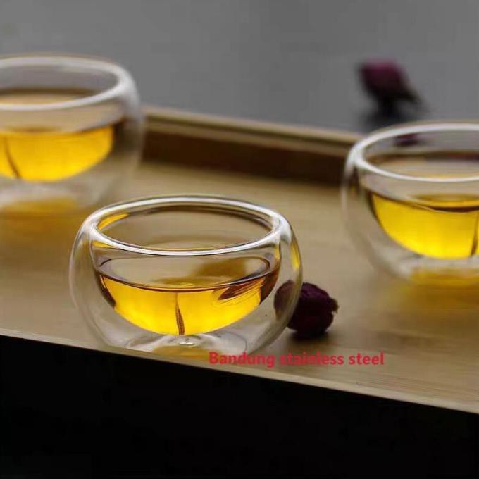 Gelas double wall 50ml cangkir teh cantik kecil kaca unik glass