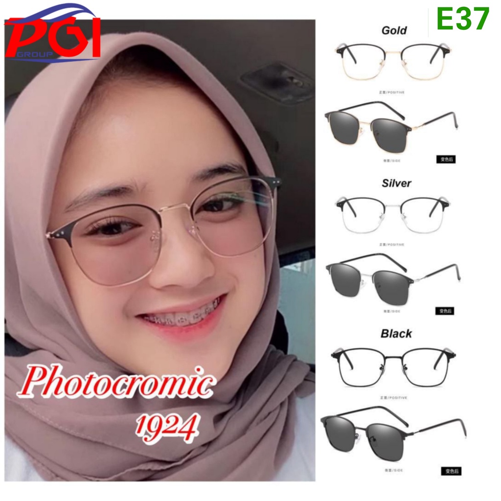 E ( E00037 ) KACAMATA PHOTOCROMIC MODEL PERSEGI ( KACAMATA SAJA ) / HARGA GROSIR