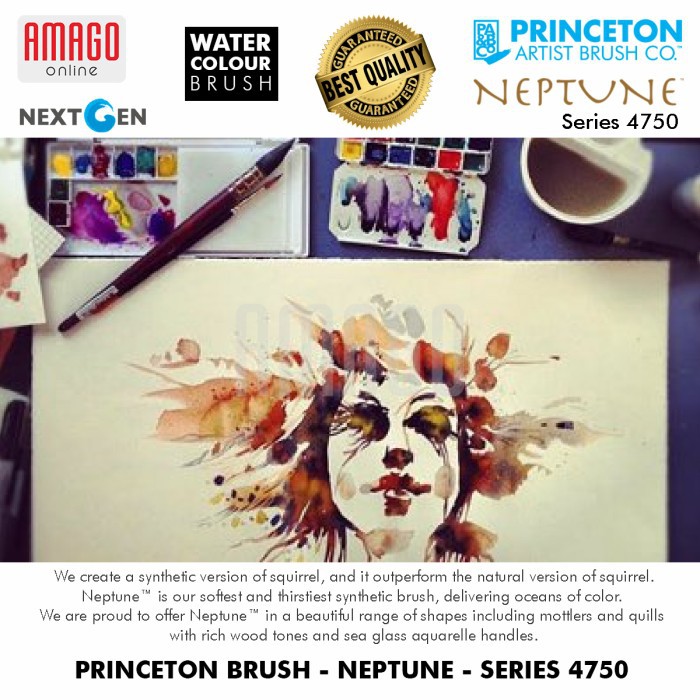 KUAS - PRINCETON NEPTUNE WATERCOLOUR BRUSH - DAGGER - PILIH UKURAN