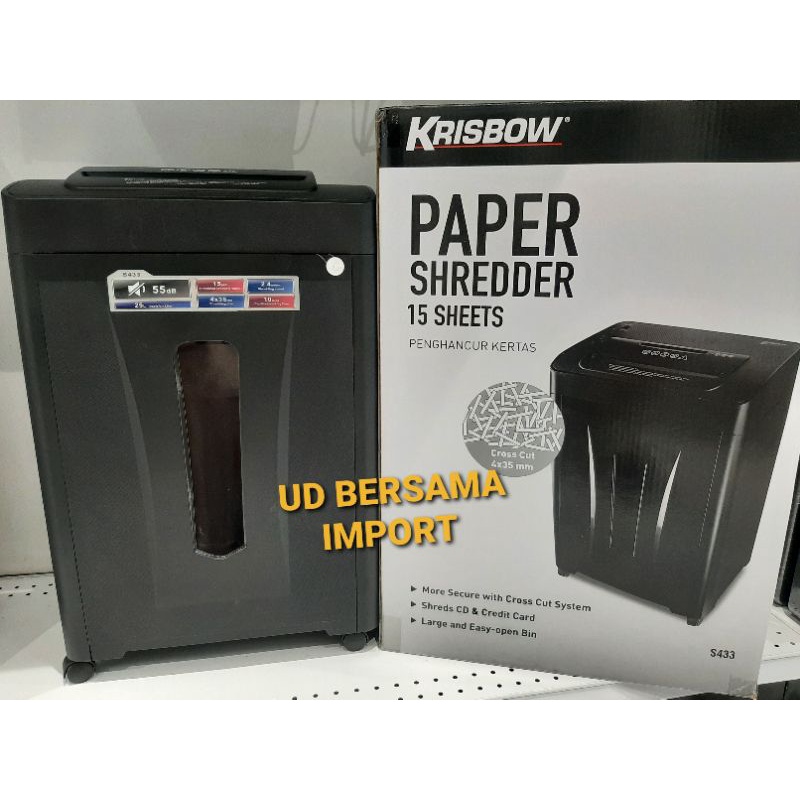 mesin penghancur kertas krisbow papper shredder S433 15SHEET HEAVYDUTY