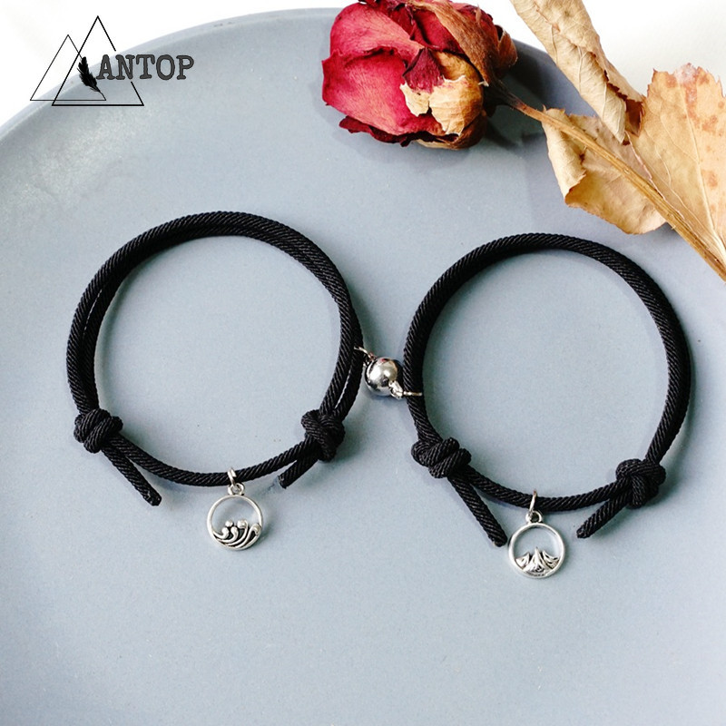 1 Pasang Gelang Tali Kepang Magnetik B1 Dapat Disesuaikan Gaya China Untuk Pasangan