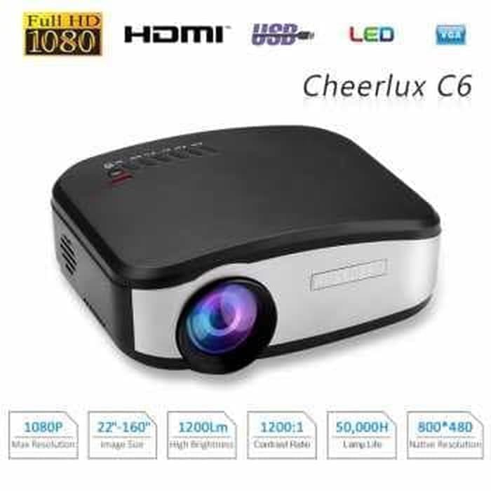 KAB-210 CHEERLUX C6 Mini Proyektor Projector Portable LED LCD + TV