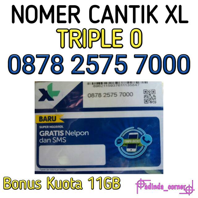 NOMER CANTIK XL 7000 Bonus Kuota 11GB