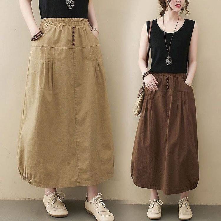 Reiny Long Skirt Rok Linen Skirt Murah Kekinian Panjang Pusatgrosir_solo