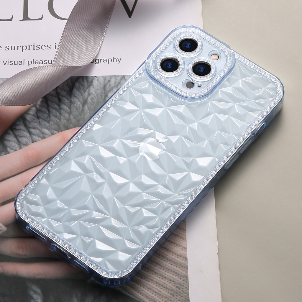 【Diamond pattern】Phone case for iPhone 11 12 13 Pro MAX X XS MAX XR 7+ 8 Plus transparent soft silicone clear casing