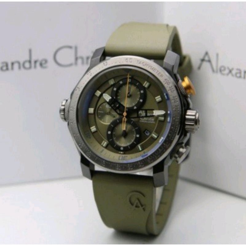 jam tangan pria original Alexander cristie AC 6565mc green black