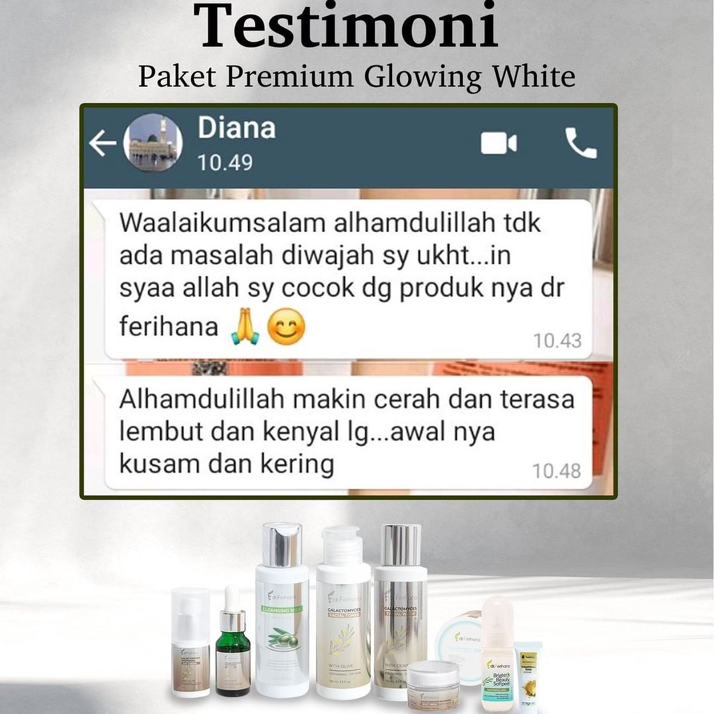 Paket Premium Galactomyces Brightening &amp; Flex for Normal To Dry Skin dr. Ferihana Cosmetics &amp; Skincare Rangkaian Perawatan Wajah untuk Kulit Normal Kering Kombinasi untuk Mencerahkan Memudarkan Flek Anti Aging dan Keriput BPOM LPPOM HALAL MUI