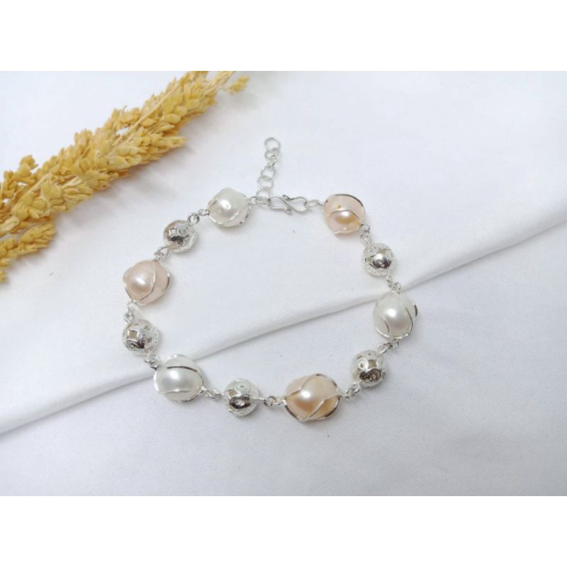 gelang perak mutiara air tawar asli lombok|| gelang perak|| gelang mutiara