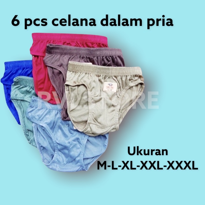 6 PCS CELANA DALAM PRIA CD PRIA CD SEGITIGA POLOS MURAH SR 88