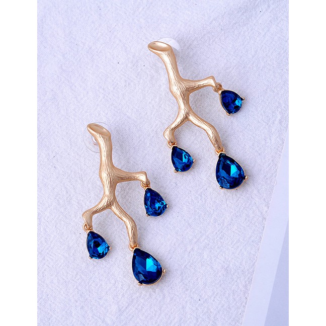 LRC Anting Tusuk Fashion Blue S925 Sterling Silver Branch Gemstone Stud Earrings F94079