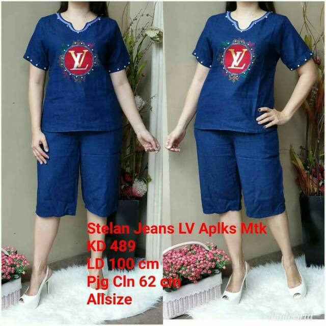Setelan wanita jeans import navy
