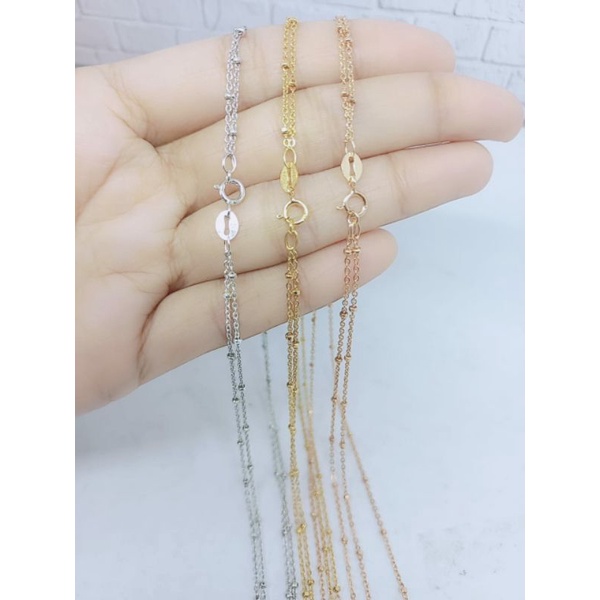 KALUNG PERAK ASLI SILVER 925 LAPIS EMAS/KALUNG RANTAI JEDAR 2 LAYER/ASLI SILVER/KALUNG FASHION WANITA TERBARU