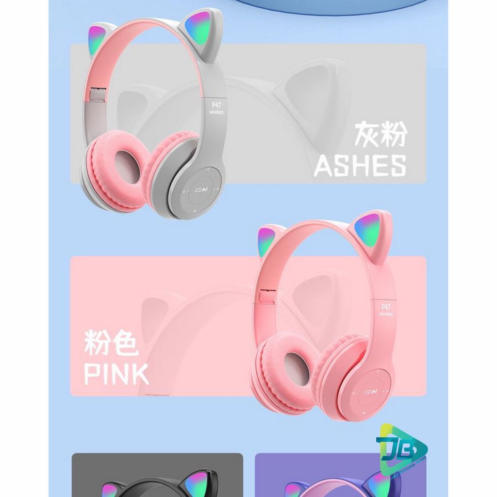 CAT EARS HEADSET headphone Hf bando telinga kucing P47m LED BANDO BLUETOOTH wireles RGB GAME HEADSET G-P47M LED WIRELESS super BASS JB8812