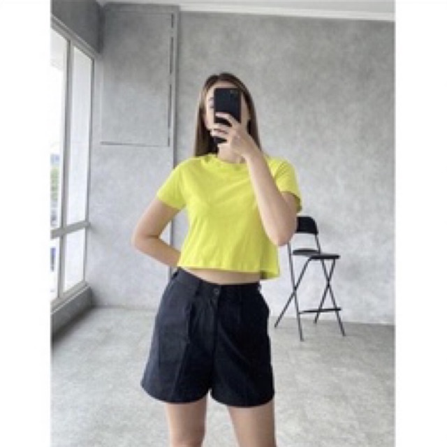 KAOS CROP TOP WANITA POLOS FULLCOLOUR BAJU T SHIRT CEWEK