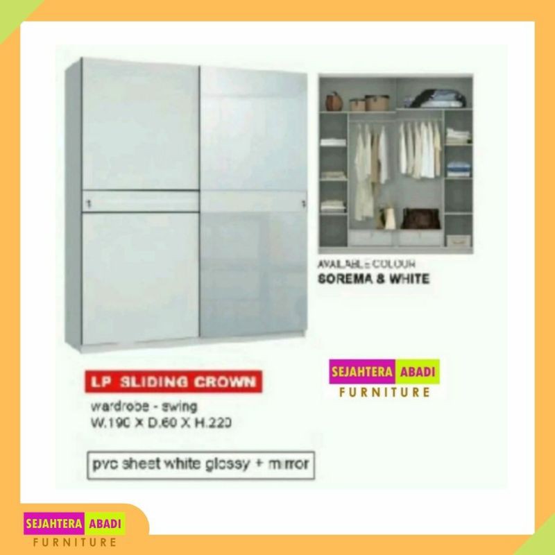 Lemari Pakaian Pintu Sliding Crown Equity Furniture