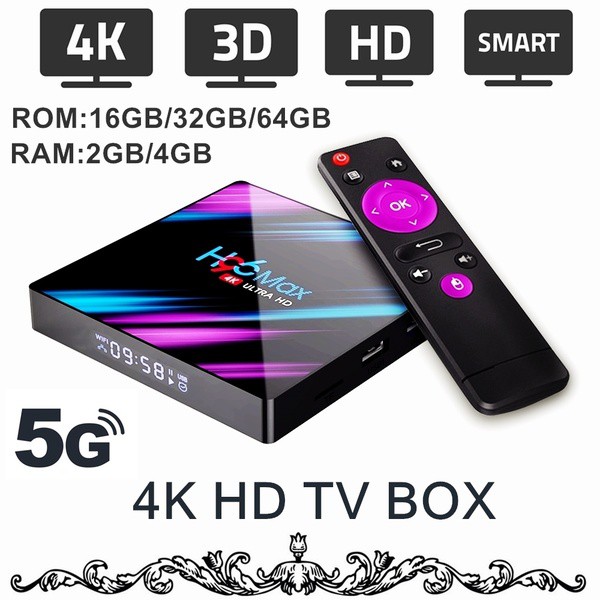 4K Android HD TV Box 5G WiFi/4K/3D Smart TV Box Streaming Network Media Player Android 9.0