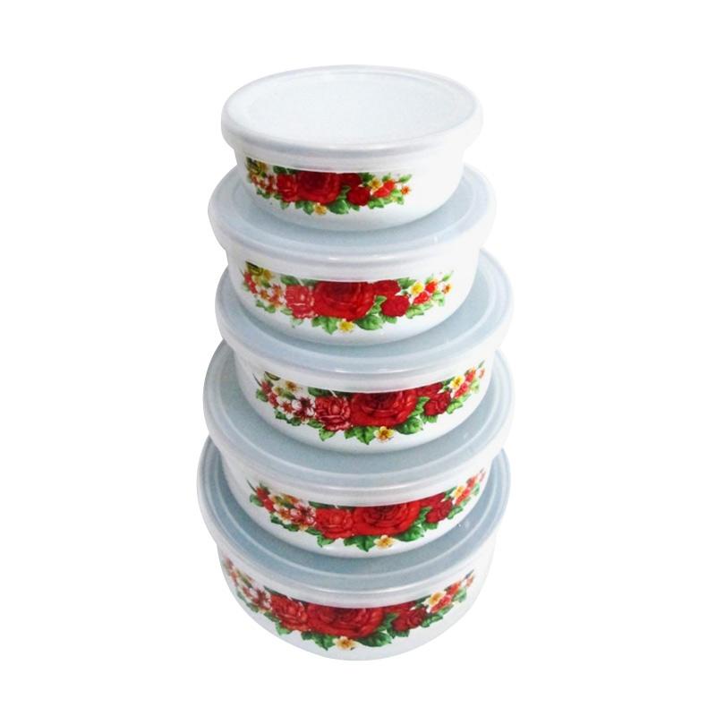 FM - Maspion mangkuk mixing bowl 5pcs porcelain enamel + tutup / rantang