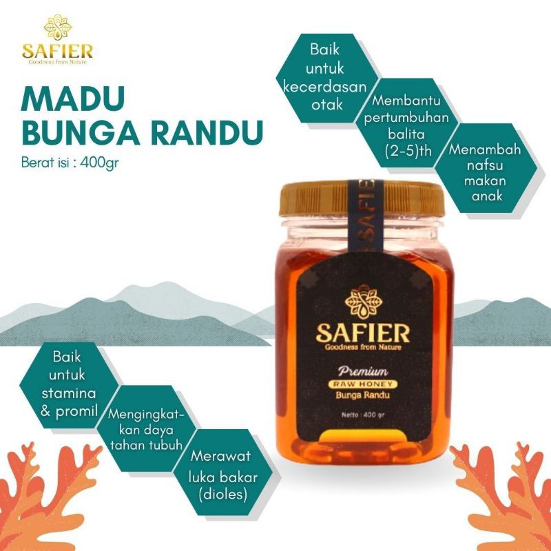 

Madu Murni Nektar Bunga Randu 400 Gram Safier Premium Raw Honey Madu Murni Madu Asli