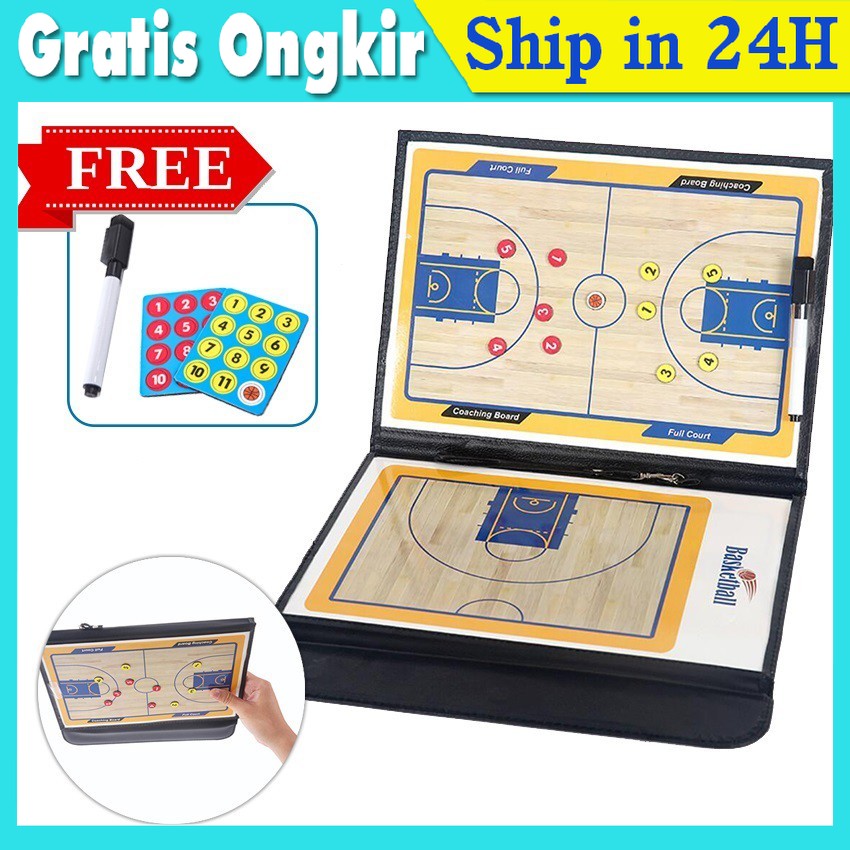 Papan Lipat Strategi Basket Magnetic Taktik Papan Pelatihan Aksesoris Strategi Clipboard Basket