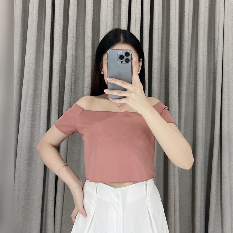 Crop top sabrina rib 049 | Sabrina crop | Atasan crop