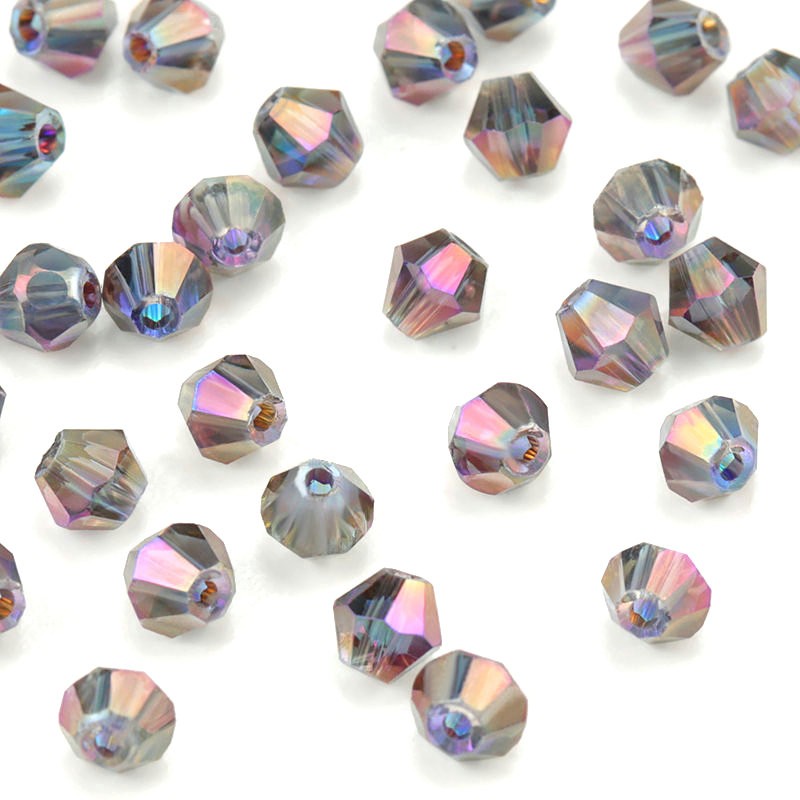 120 pcs Shiny AB warna 4mm Kristal Bicone Beads Glass Beads Longgar Spacer Beads