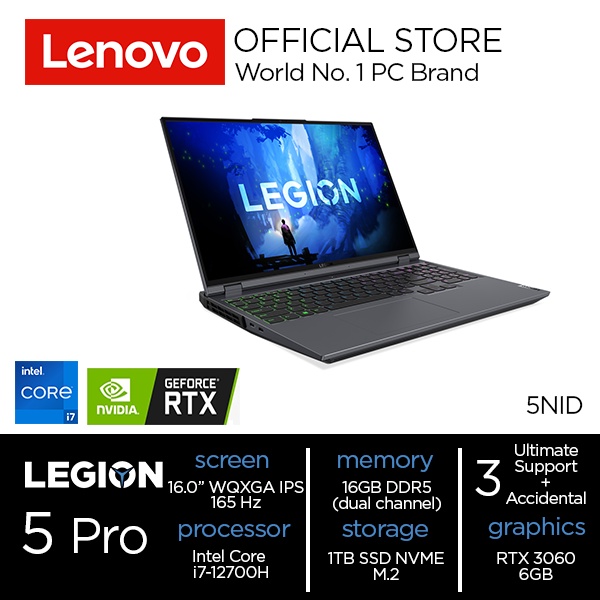Lenovo Legion 5 Pro 5NID Intel i7-12700H/16GB/1TB SSD/RTX3060/16"WQXGA/WIN 11