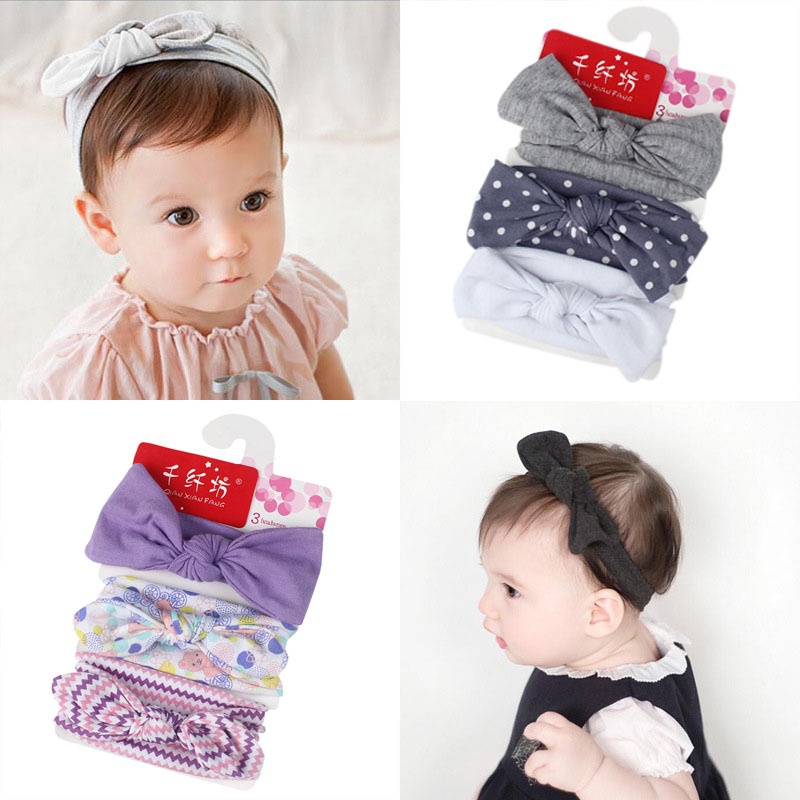 (1 SET 3 PCS) SATU SET BANDANA BAYI / HEADBAND ANAK KAIN IMPORT