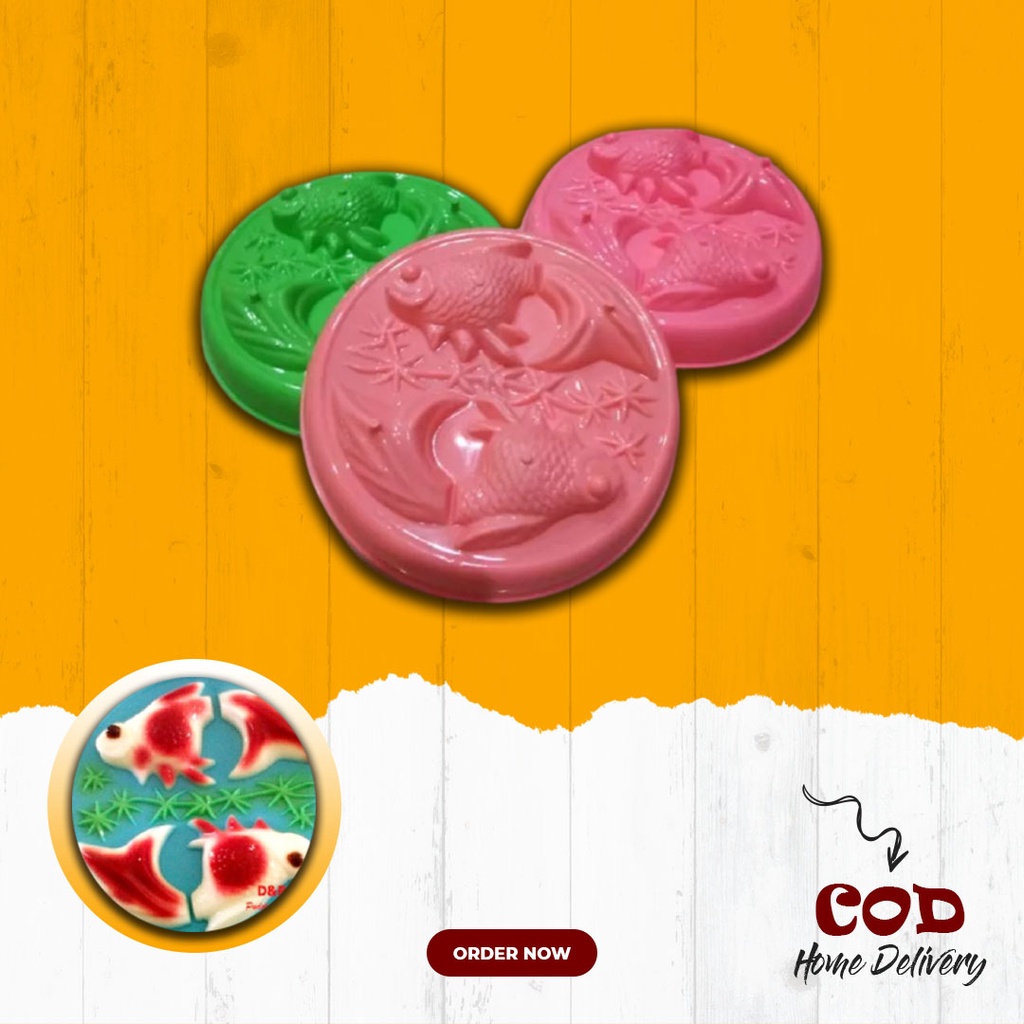Cetakan Puding Agar Agar Coklat Pudding Ager Jelly Plastik Karakter Ikan Koi Koki - 2 in 1 - Bulat