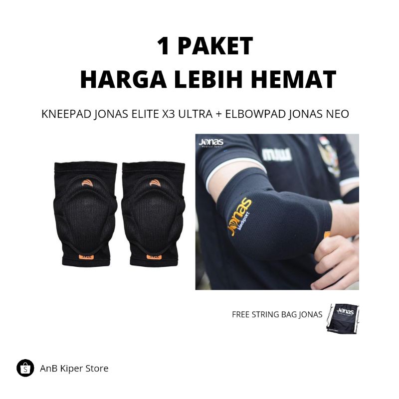 [PAKET HEMAT] Kneepad Jonas Elite X3 Ultra + Elbowpad Jonas Neo - GRATIS STRING BAG JONAS