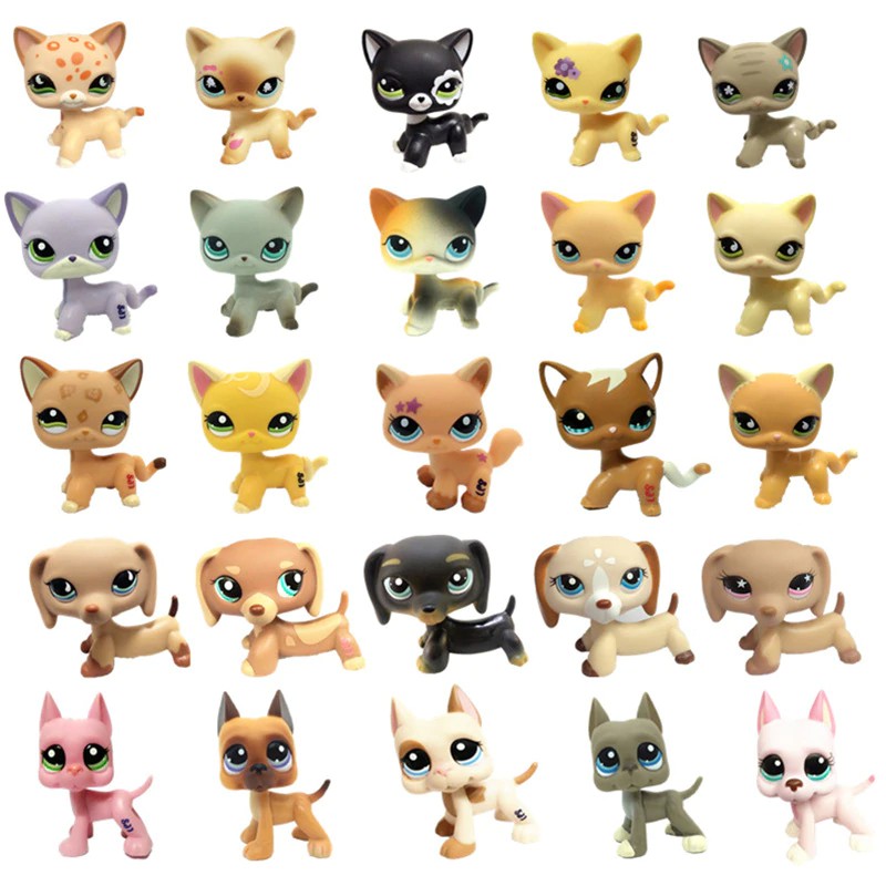 +> LPS Pet Shop Toys Short Hair Cat Great Dane Dachshund Cocker Spaniel Lps Collection Action