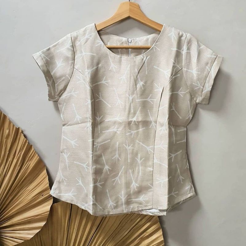 DELIGHTLINE LITTLE V NECK ALMOND TREE / VALENTINE FLOWER - CASUAL BLACKOUT BLOUSE TEBAL BASIC FLOWER-7