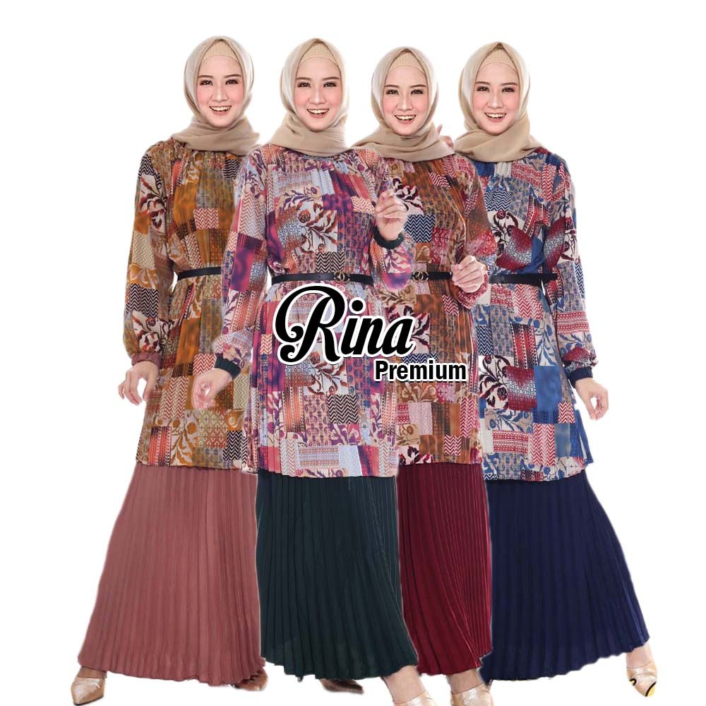 Setelan Rok Rina Plisket Premium
