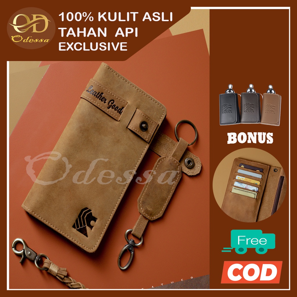 Dompet panjang pria kulit asli Reven Vintage Long Wallet by Odessa Leather  Dompet Cowok Kulit  Domp