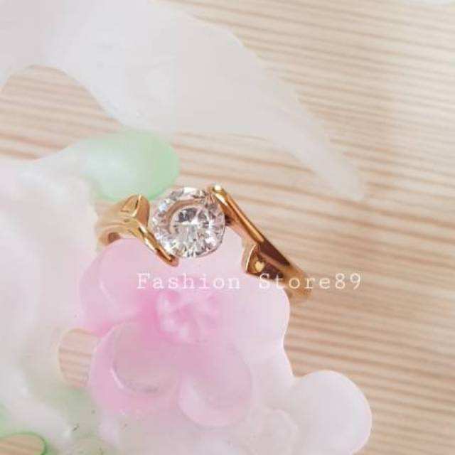 Cincin Titanium Gold Import cincin fashion import gold titanium antikarat permata putih