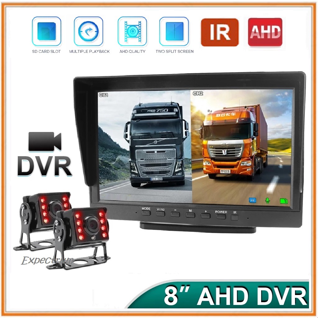 Monitor TV AHD 8&quot; DVR Recording IPS Screen Truck Vehicle AHD Monitor AHD IR Car Front/Rear View Camera