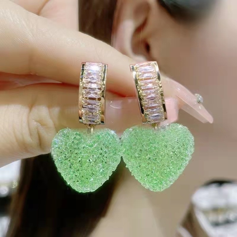 Anting Stud Bentuk Hati Warna Pink Gaya Korea Untuk Wanita