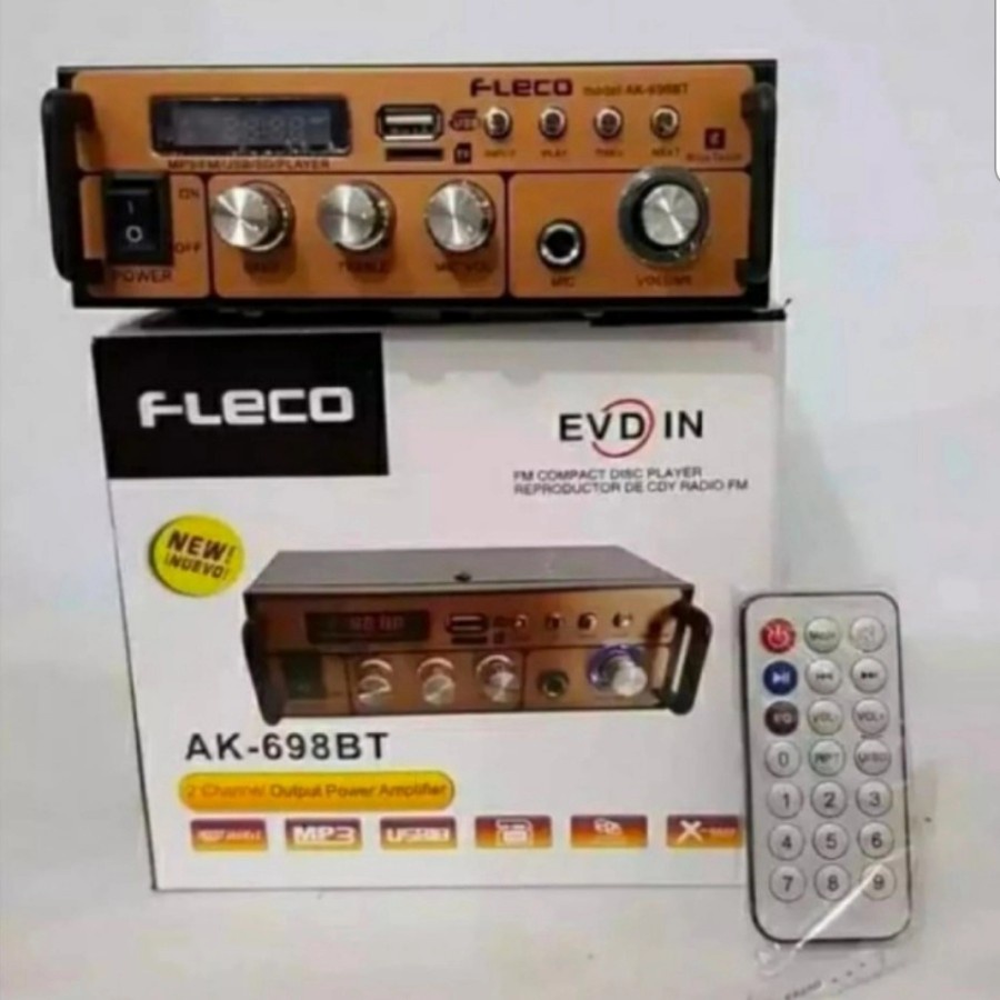 Promo Terbaru!!! Power Amplifier Wireless Bluetooth Fleco AK-698BT Ac Dan Dc Berkualitas