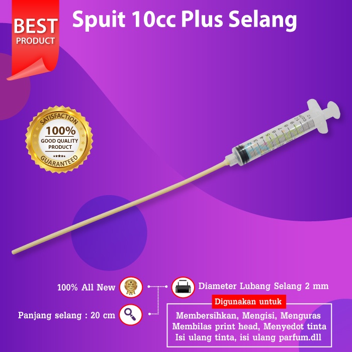 Suntikan 10ml 10cc + Selang Spuid Semprot Tinta Print Head Untuk Printer / Hewan / Parfum Flush Cuci