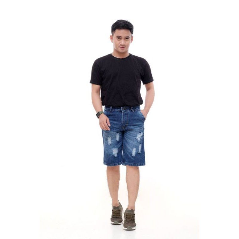 CELANA PENDEK JEANS SOBEK TALI KOLOR RAWIS/CELANA DISTRO PRIA RAWIS Celana jeans pria pendek sobek denim levis