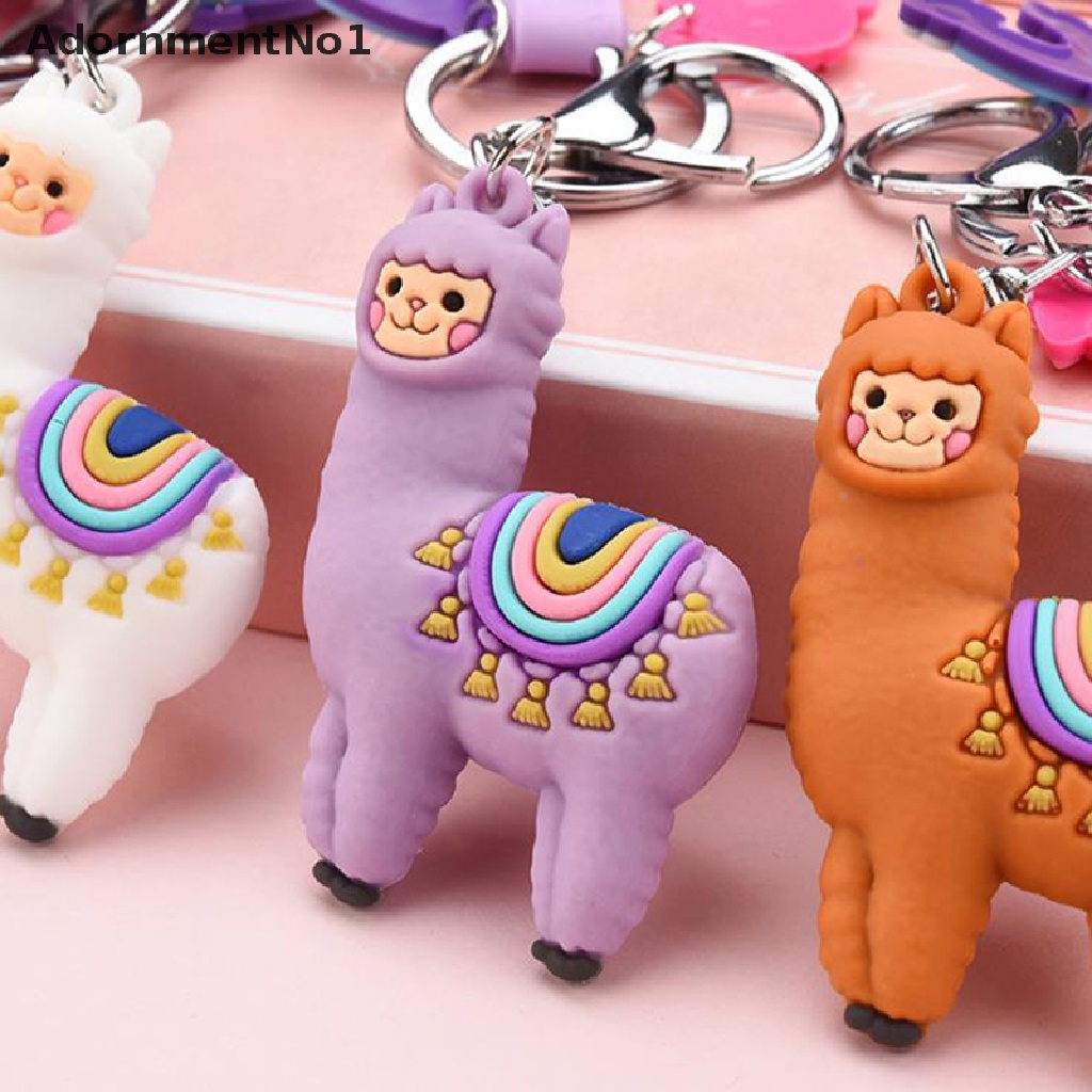 (AdornmentNo1) 1pc Gantungan Kunci Bentuk Alpaca Kartun Warna Pelangi