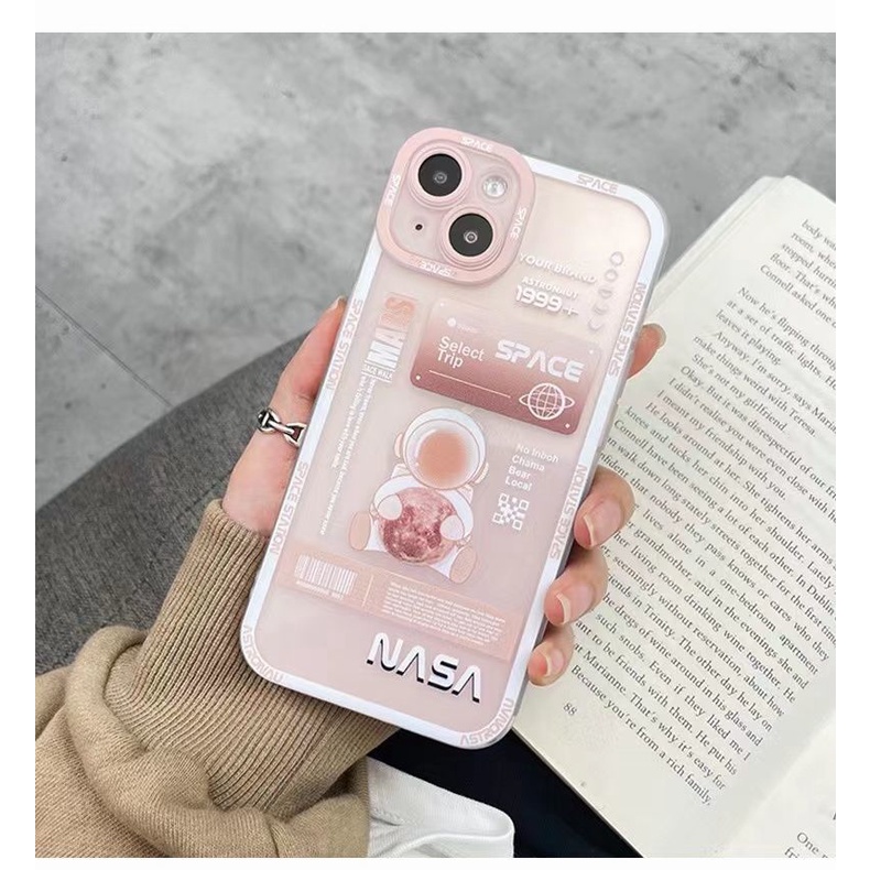 Soft Case TPU Transparan Motif Astronot Untuk Iphone 13 Pro Max / 12 / 11 / XS / XR / X / 8 / 7 / 6 Plus Mini SE 2020