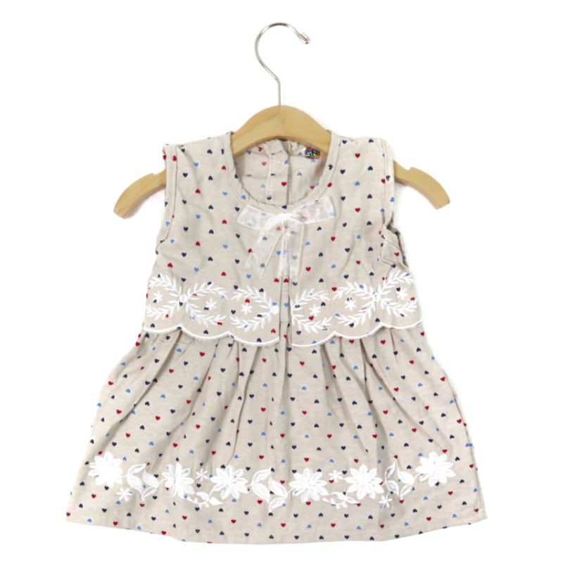 DRESS FASHION BABY BAJU ANAK PEREMPUAN MOTIF POLKADOT LOVE BAHAN KATUN 1 TAHUN