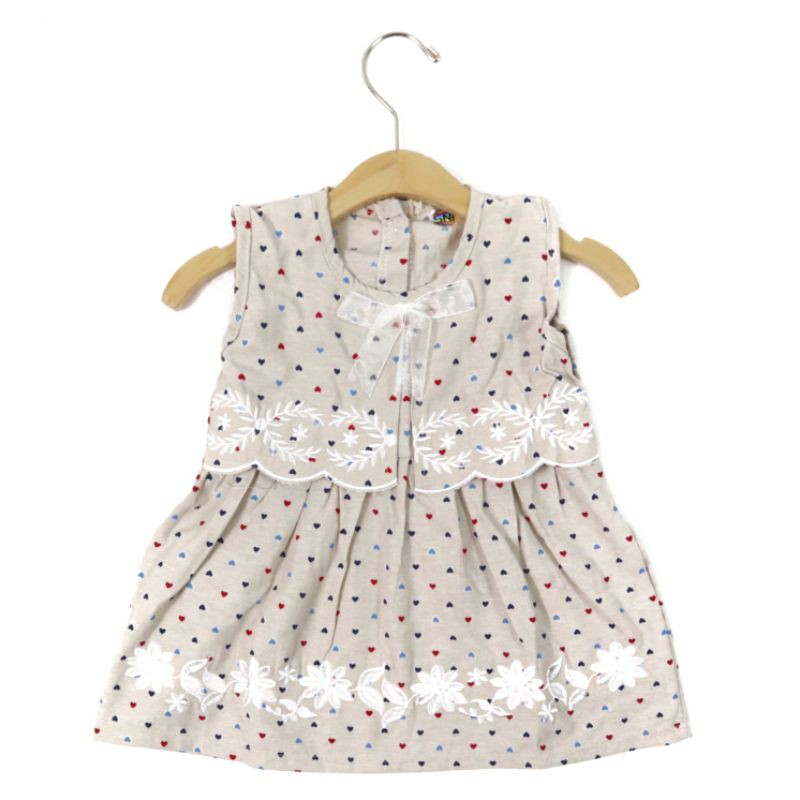 DRESS FASHION BABY BAJU ANAK PEREMPUAN MOTIF POLKADOT LOVE BAHAN KATUN 1 TAHUN