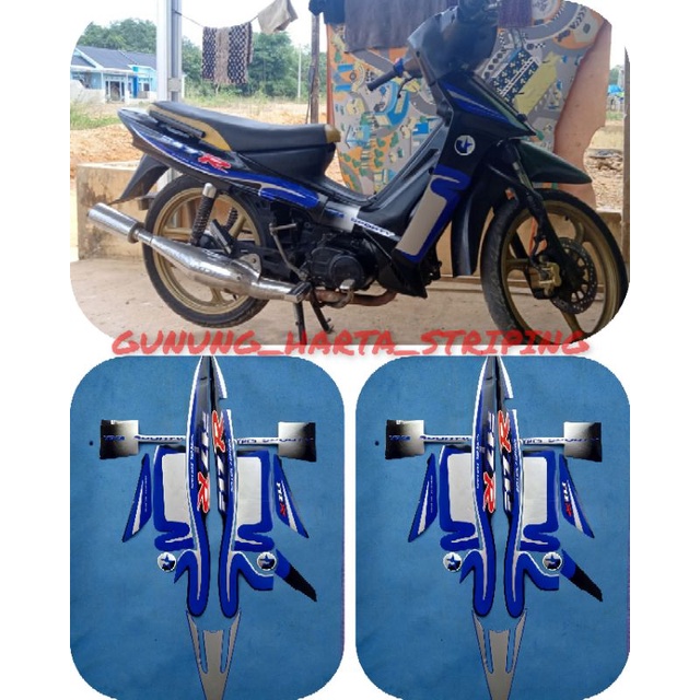 Stiker Striping Motor Yamaha Fiz R Caltex SE 2001 Standar Original Biru