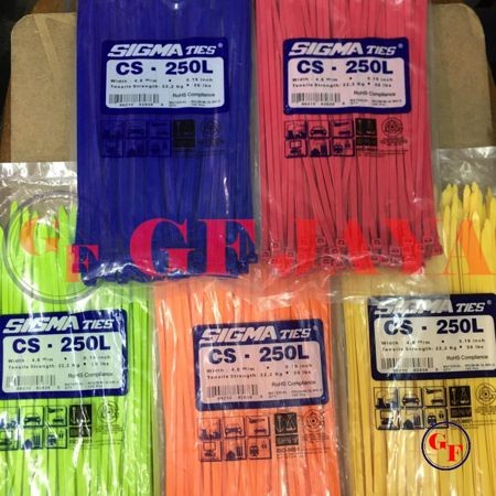 

READY Kabel Ties / Cable Tie Sigma 250 L Biru Merah Pink Hijau Orange Kuning - Biru TERLARIS