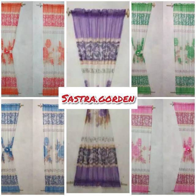 Gorden vitrase spiral kupu kupu murah motif bunga berwarna