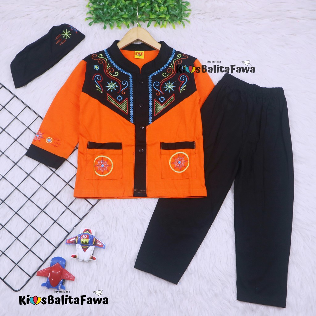 Baju Koko Kurta uk 1-8 Tahun / Setelan PREMIUM BORDIR Muslim Anak Laki Laki Polos Turki Bayi Balita