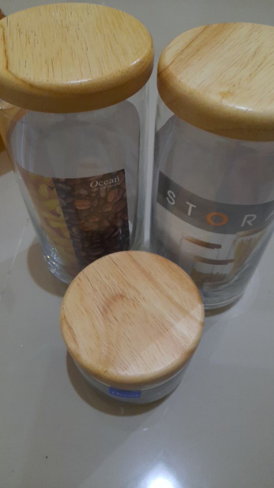 Toples Kaca / Ocean Pop Jar Wooden Lid 1000 Ml / 1ltr