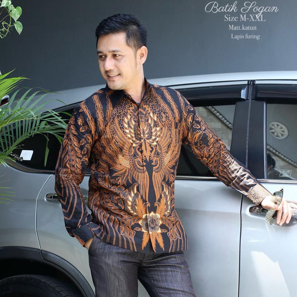 baju batik pria lengan panjang modern M L XL XXL BAJU PREMIUM BSO OFFICIAL BATIK SOGAN SOLO KEKINIAN