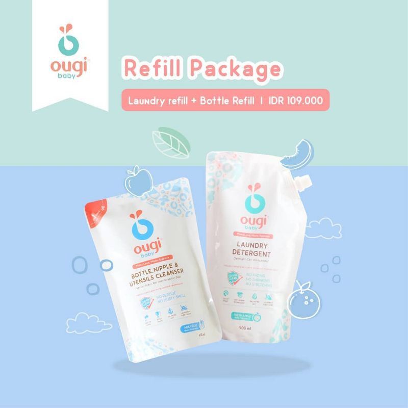 Ougi Baby Refill Package Laundry Detergent 900ml Bottle Cleanser 450ml Ougi Paket Refill Sabun Cuci